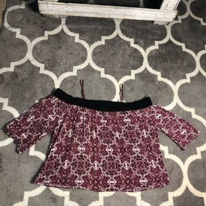 Maurices Blouse Womens Size 3x Red Off Shoulder Spaghetti Strap Multimedia 🎃